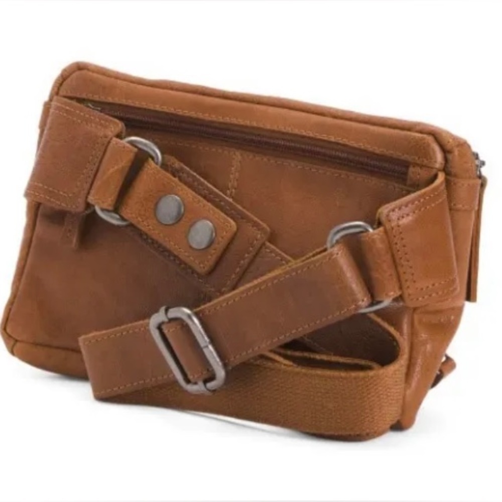 Leather bag Fanny pack cross body bag Spikes & Sparrow bag brandy color leather - Picture 7 of 10